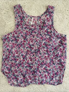 DNA couture Pink Floral Button-Front Camisole